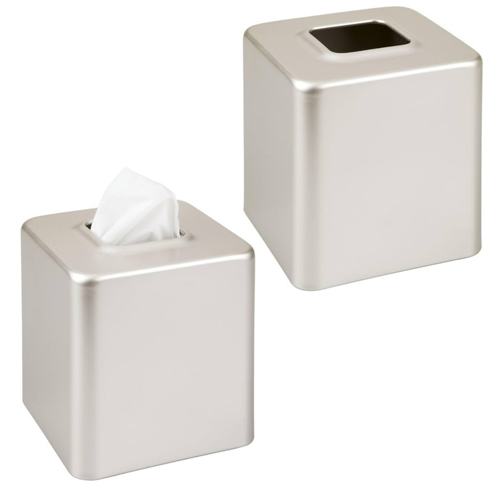 Silver Tissue Box Cover | Set of 2